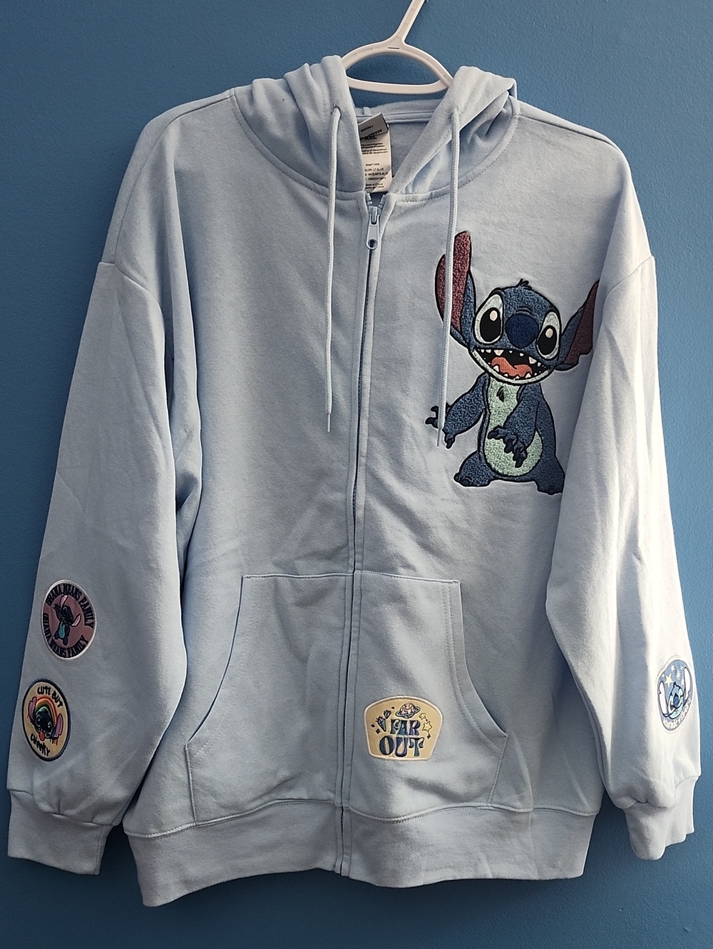 Womens Disney Light Blue Lilo & Stitch Zip-Up Hoodie